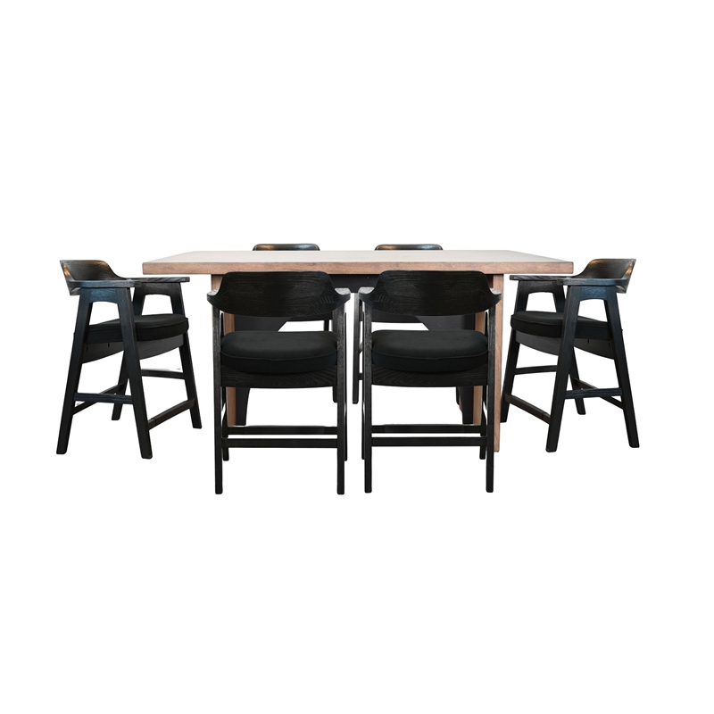 Pemberly Row Rectangular Counter Height Dining Set with Arched Base and 6 Stools