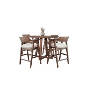 Pemberly Row Round Counter Height Dining Set with Open Geometric Base & 4 Stools