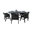 Pemberly Row 8-Piece Large Round Solid Wood Dining Set with Lazy Susan in Black