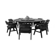 Pemberly Row 10-Piece Large Round Solid Wood Dining Set with Lazy Susan in Black
