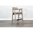 Pemberly Row Bar Stool Set of 2 with Metal Footrest in Natural/Black