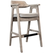 Pemberly Row Bar Stool Set of 2 with Metal Footrest in Natural/Black