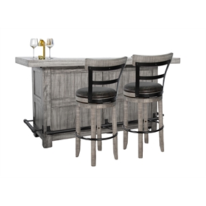 Pemberly Row 80&quot Traditional Wood Home Bar Set with Drawers and Stools