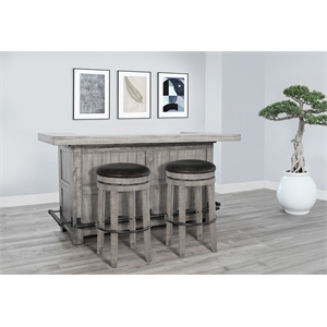 Pemberly Row 80&quot Traditional 3-Piece Wood Home Bar Set with Stemware Rack