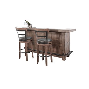 Pemberly Row 80&quot Traditional Home Bar with Felt-Lined Drawers and Stools