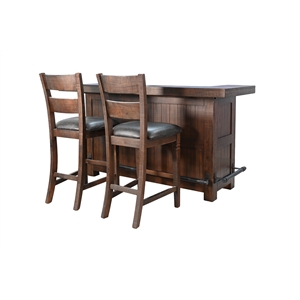 Pemberly Row 80&quot Traditional Home Bar Set with Storage and Two Stools