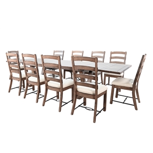 Pemberly Row 11-Piece Solid Wood Extension Dining Set with Turnbuckle Base