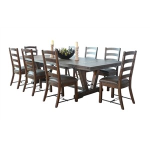 Pemberly Row 9-Piece Solid Wood Extension Dining Set with Metal Stretchers