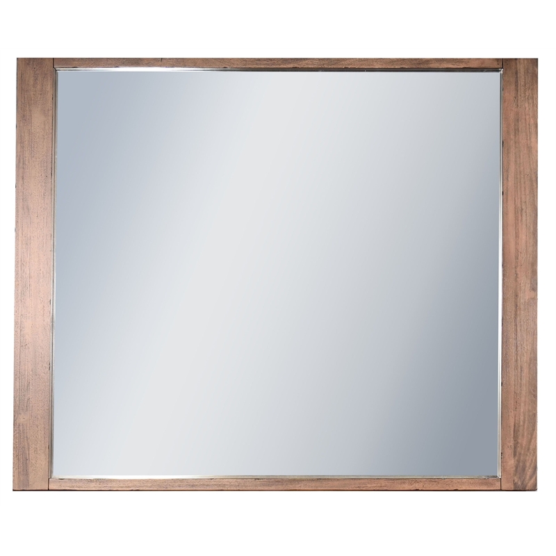 Pemberly Row Solid Wood Frame Dresser Mirror in Buckskin Finish