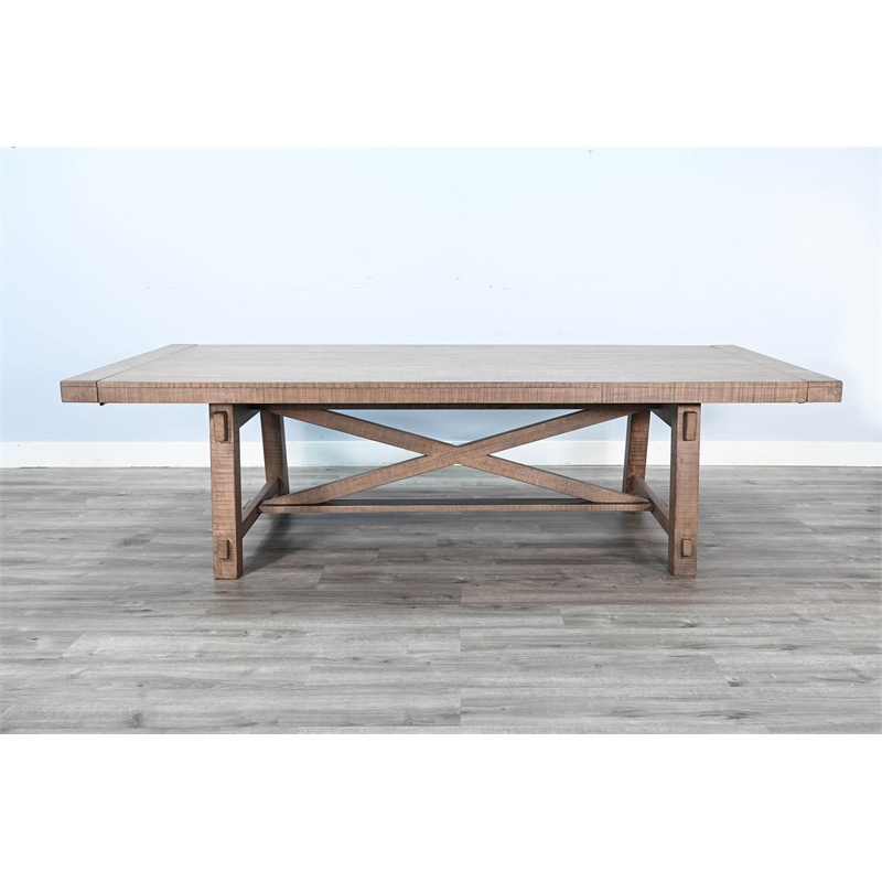 Pemberly Row Farmhouse 7-Piece Wood Extension Dining Set with Cross Base