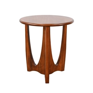 Pemberly Row Mid-Century Round Top End Table with U-Shaped Legs in Cinnamon