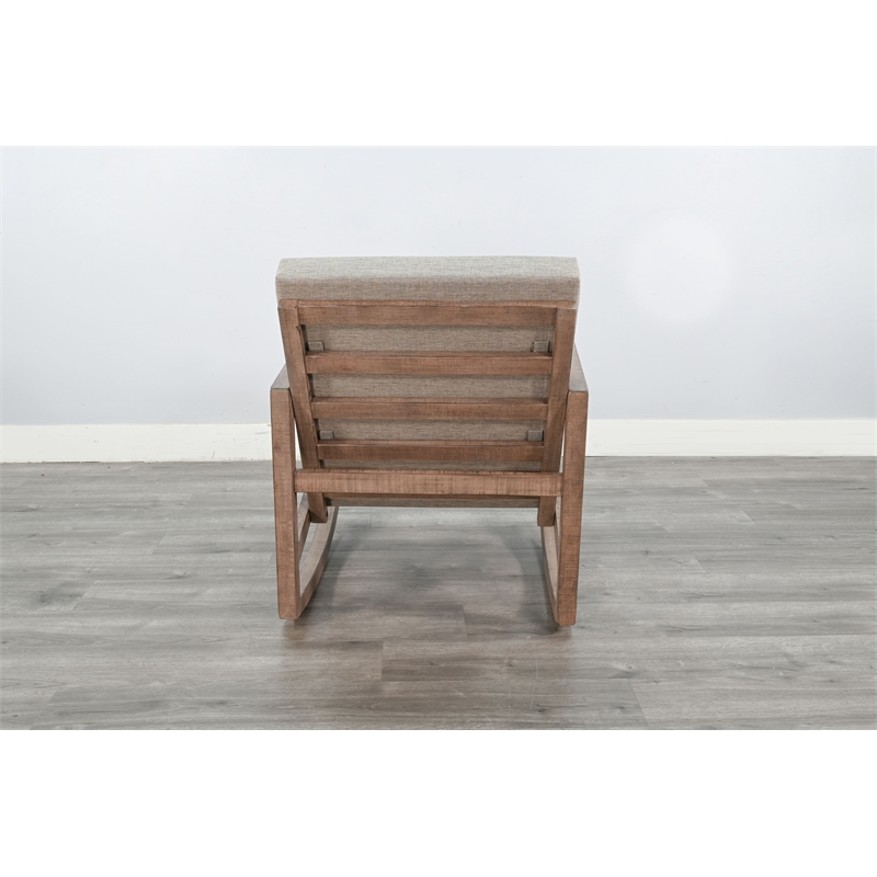 Pemberly Row Fabric Upholstered Rocking Chair with Wood Frame in Gray