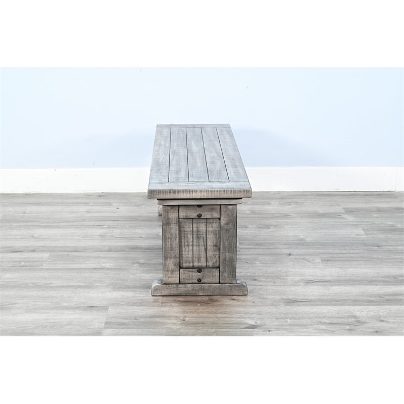 Pemberly Row Contemporary Solid Mahogany Wood Dining Bench in Gray