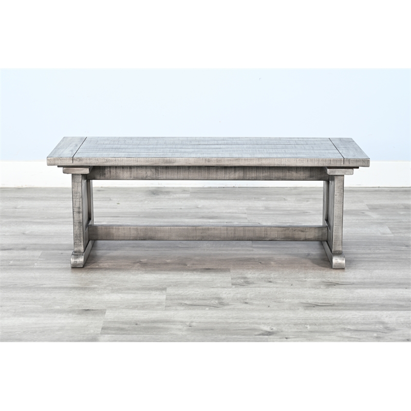 Pemberly Row Contemporary Solid Mahogany Wood Dining Bench in Gray
