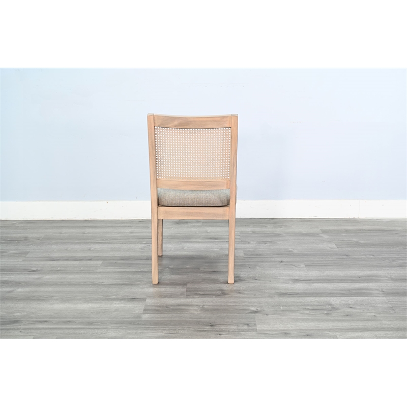 Pemberly Row 7Pc Wood Dining Set with Wire-Brushed Finish in Frost Gray & Wheat