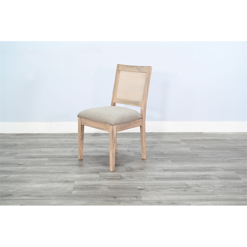 Pemberly Row 7Pc Wood Dining Set with Wire-Brushed Finish in Frost Gray & Wheat