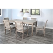 Pemberly Row 7Pc Wood Dining Set with Wire-Brushed Finish in Frost Gray & Wheat