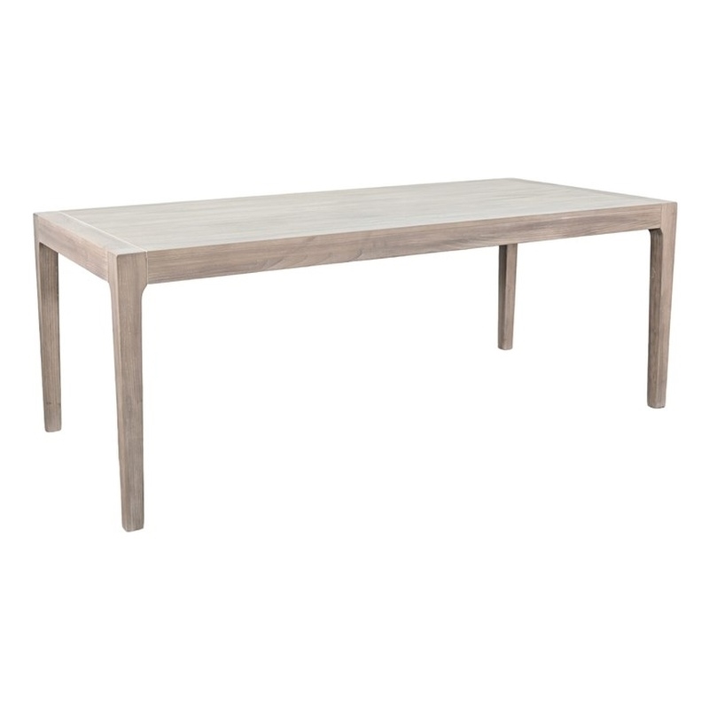 Pemberly Row 7Pc Wood Dining Set with Wire-Brushed Finish in Frost Gray & Wheat