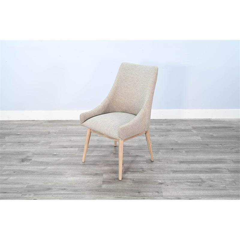 Pemberly Row 7Pc Wood Dining Set with Wire-Brushed Finish in Frost Gray & Wheat