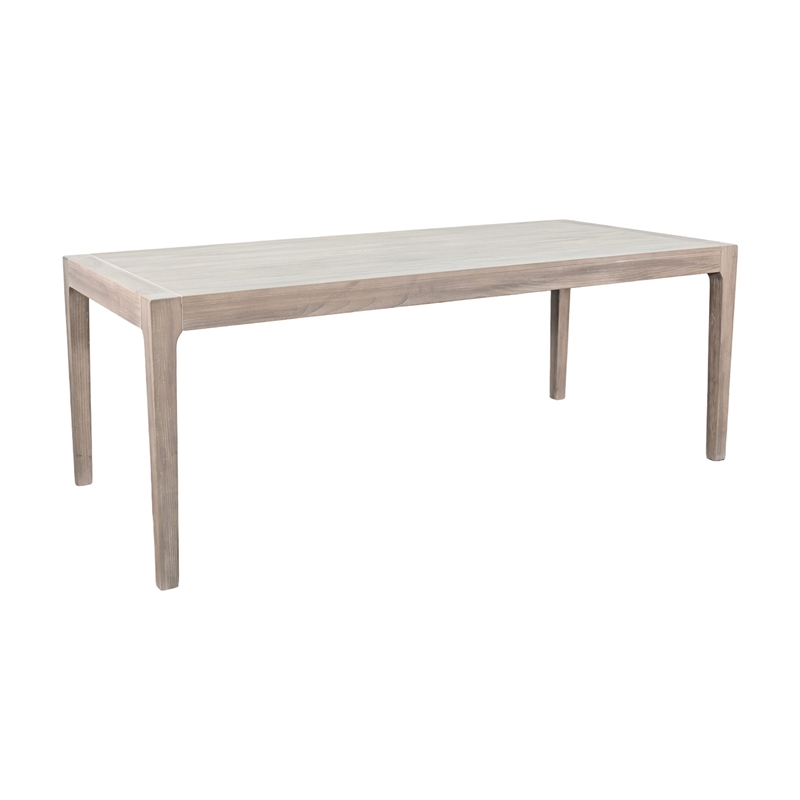 Pemberly Row 7Pc Wood Dining Set with Wire-Brushed Finish in Frost Gray & Wheat