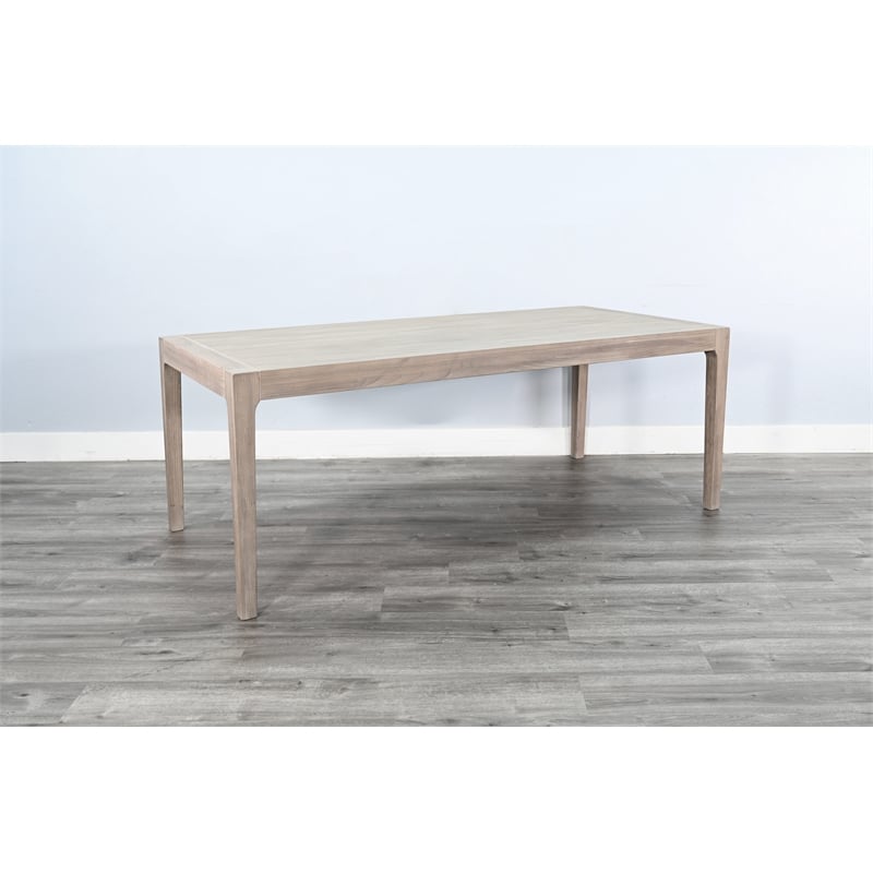 Pemberly Row 7Pc Wood Dining Set with Wire-Brushed Finish in Frost Gray & Wheat