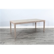 Pemberly Row 7Pc Wood Dining Set with Wire-Brushed Finish in Frost Gray & Wheat