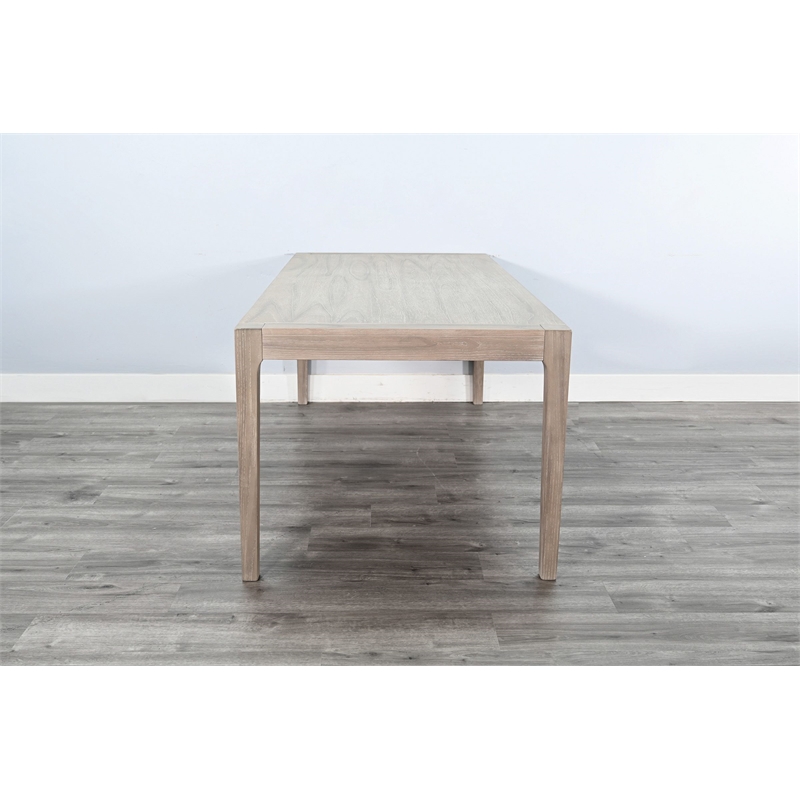 Pemberly Row 7Pc Wood Dining Set with Wire-Brushed Finish in Frost Gray & Wheat