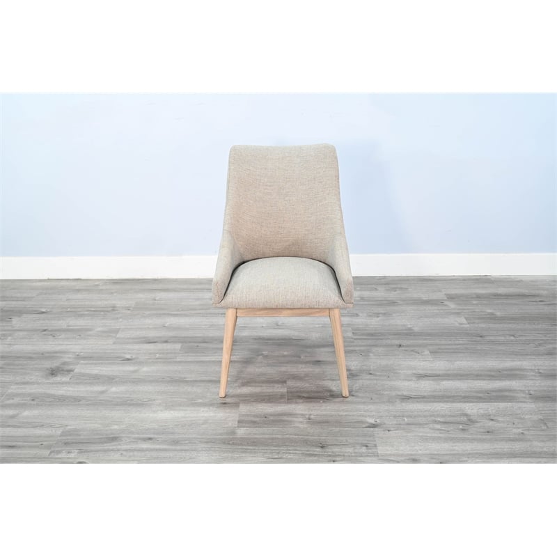 Pemberly Row 7Pc Wood Dining Set with Wire-Brushed Finish in Frost Gray & Wheat