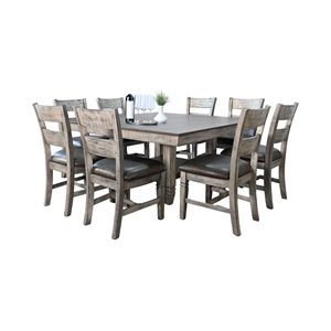 Pemberly Row 9-Piece Mahogany Square Dining Set with Built-In Storage Shelf