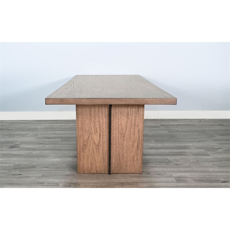 Pemberly Row 6Pc Dining Set with Arched Base and Bench in Black and Wood