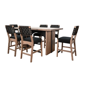 Pemberly Row 7Pc Arch Counter Height Dining Set in Black and Wood