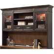 Pemberly Row Wood Office Hutch with Wire Mesh Doors and Touch Lighting in Black