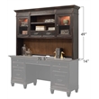 Pemberly Row Wood Office Hutch with Wire Mesh Doors and Touch Lighting in Black