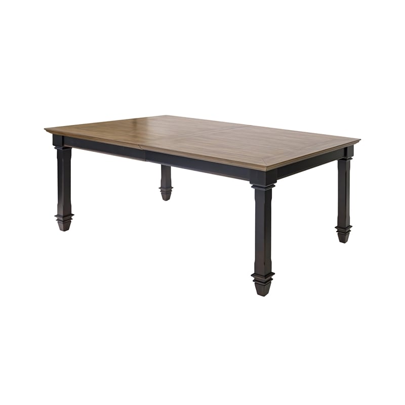 Pemberly Row Traditional Wood Extension Dining Table with Leaf in Two-Tone Black