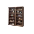 Pemberly Row 2-Piece Tall Wood Bookcase Set with Ladder in Wall Oak