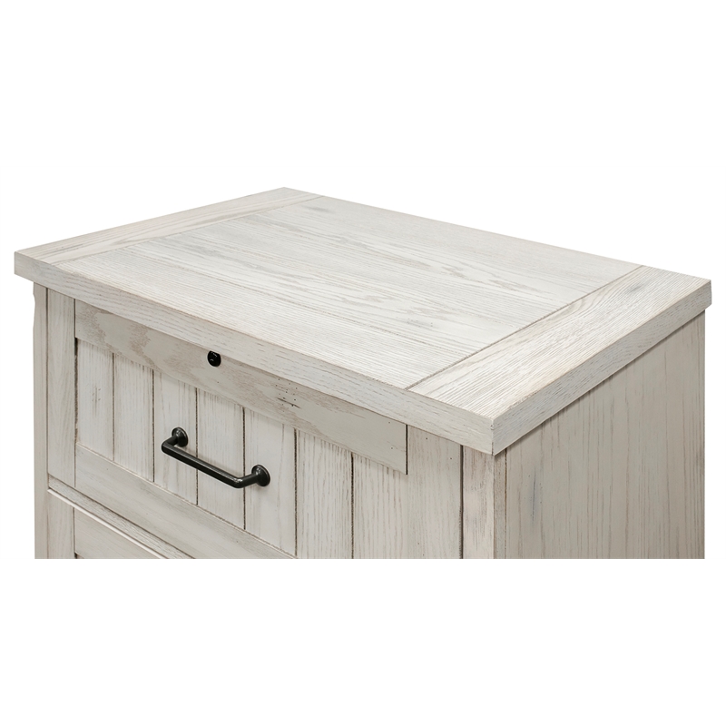 Pemberly Row Rustic Wood Lateral File w/ Locking Drawer Fully Assembled in White