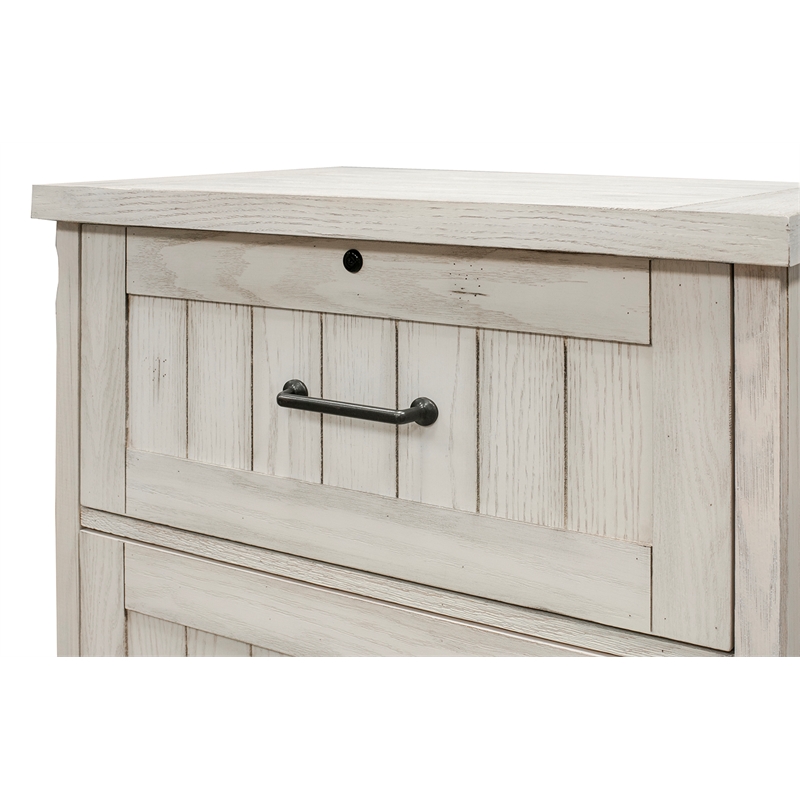 Pemberly Row Rustic Wood Lateral File w/ Locking Drawer Fully Assembled in White