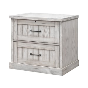 Pemberly Row Rustic Wood Lateral File w/ Locking Drawer Fully Assembled in White