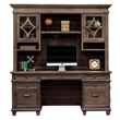 Pemberly Row Wood Credenza Desk with Printer Tray and Power Center in Gray