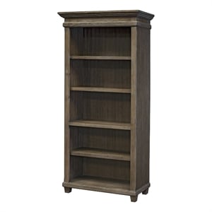 Pemberly Row 5-Shelf Wood Open Bookcase with Adjustable Shelves in Gray