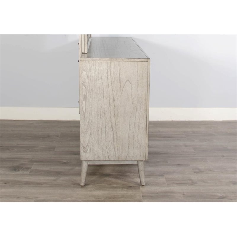 Pemberly Row Solid Wood 6-Drawer Mid-Century Bedroom Dresser in Gray