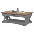 Pemberly Row Wood Cocktail Table with Drawer and Casters in Gray