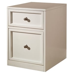 Pemberly Row Wood Rolling File Cabinet with Storage Drawer in Cottage White