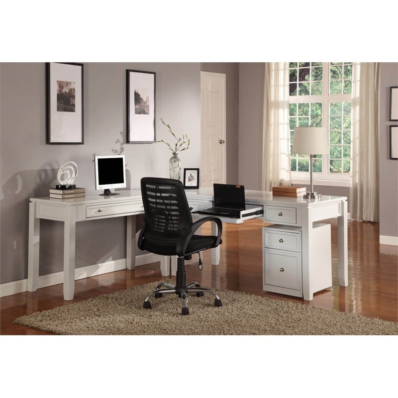 Pemberly Row Wood Rolling File Cabinet with Storage Drawer in Cottage White