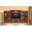 Pemberly Row Wood Outside Corner Bookcase with Can Lighting in Antique Pecan