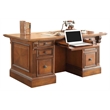 Pemberly Row Double Pedestal Executive Desk with Power Center in Antique Pecan