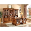 Pemberly Row Double Pedestal Executive Desk with Power Center in Antique Pecan
