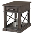 Pemberly Row Wood Chairside Table with Power Center and USB in Smokey Gray