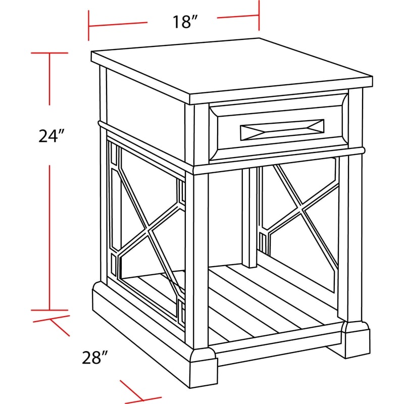 Pemberly Row Wood Chairside Table with Power Center and USB in Smokey Gray
