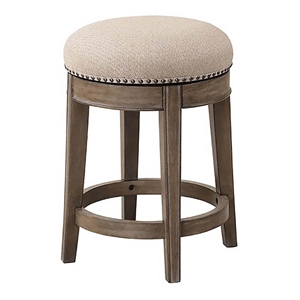 Pemberly Row 25&quot Backless Swivel Counter Stool with Nailhead Trim in Sandstone